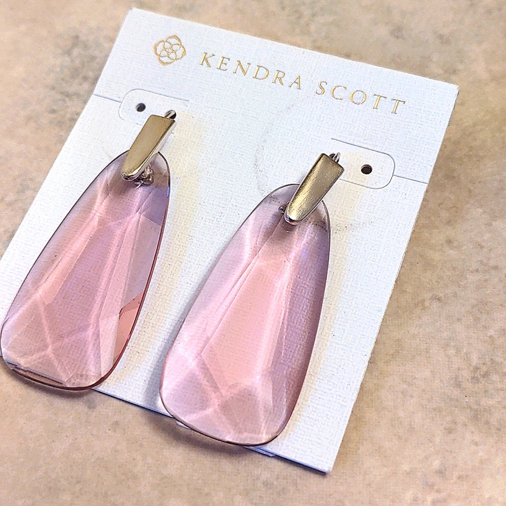 NEW Kendra Scott Maize Drop Earrings in Rhodium Clear Violet